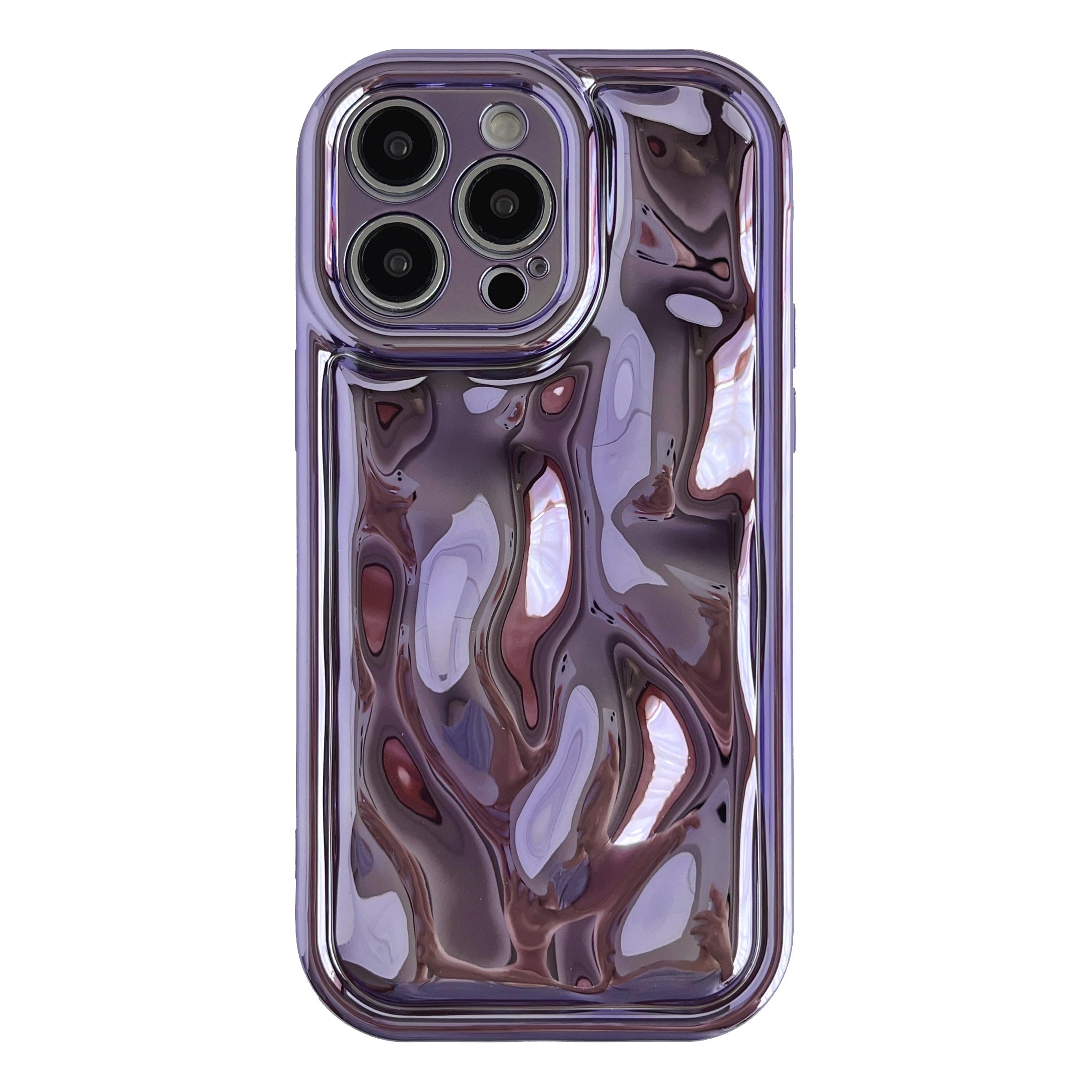 Photo 1 of Caseative for iPhone 14 Pro Max Case,Water Ripple Wave Meteorite Bubble Chrome Plating Soft Phone Case (Light Purple)