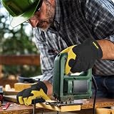 HANDLANDY Men Leather Gardening Gloves XL Yellow-Black Dexterity Breathable view 5