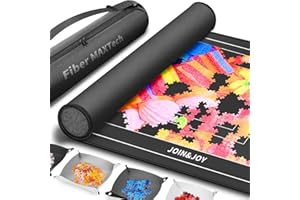 Join&Joy Jigsaw Puzzle Mat Roll Up, Rubber Saver Pad 46" x 26 ", with 4 Sorting Trays & Travel Storage Bag, Portable Rollup Puzzles Keeper, Up to 1500 Pieces