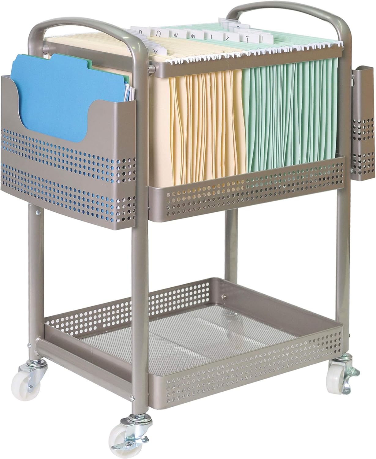 Lorell File Mobile Cart, 25.3" x 22.4" x 12.5", Champagne Gold: Furniture & Decor