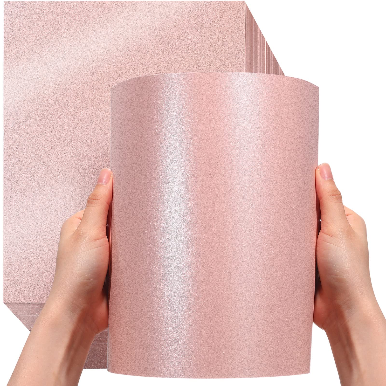 Photo 1 of 250 Sheets 8.5 x 11 Inch Metallic Paper Shimmer Card Stock 80lb 210 Gsm Double Sided Card Stock Printer Paper for Weddings Birthdays Craft Use Invitations Certificates DIY Cards (Pink)