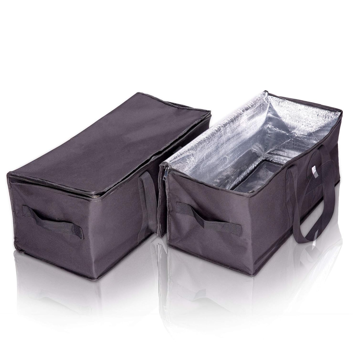 Food Delivery Bags Pack of 2 | Comercial Grade Waterproof Easy to Clean with Metal Zipper Fully Insulated Restaurant Premium Food Warmer Bags Fantastic for Uber Eats and DoorDash | L22” X W10” X H10”