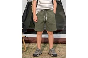 Boys Drawstring Casual Shorts with Pockets, Kids Lightweight Solid Color Summer Outdoor Shorts for Sport Hiking Walking