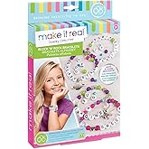 Make It Real: Block &lsquo;N Rock Bracelets Kit - Create 4 Unique Letter Charm Bracelets, 147 Pieces, Includes Play Tray, All-in-One, DIY Bead Jewelry Kit, Tweens &amp; Girls, Arts &amp; Crafts, Kids Ages 8+
