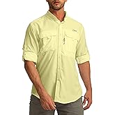 Men's Sun Protection Fishing Shirts Long Sleeve Travel Work Shirts for Men UPF50+ Button Down Shirts with Zipper Pockets