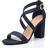 Trary Women’s Ankle Strap Dress Pump Open Toe Chunky Block Heel Sandals Comfy Wedding Shoes