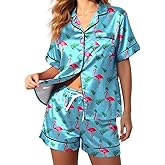 Silky Pajamas for Women Shorts Satin Pjs Button Down 2 Piece Cute Comfy Women's Sleepwear Lounge Set Summer S-XL