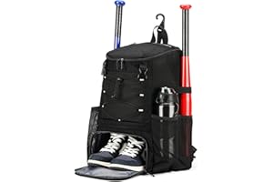 AI EN JIU Softball Bag, Baseball Bat Bag for Youth Girls Adult, Lightweight Baseball Equipment Backpack with Shoe Compartment, Bat Backpack with Fence Hook for TBall Bat, Helmet