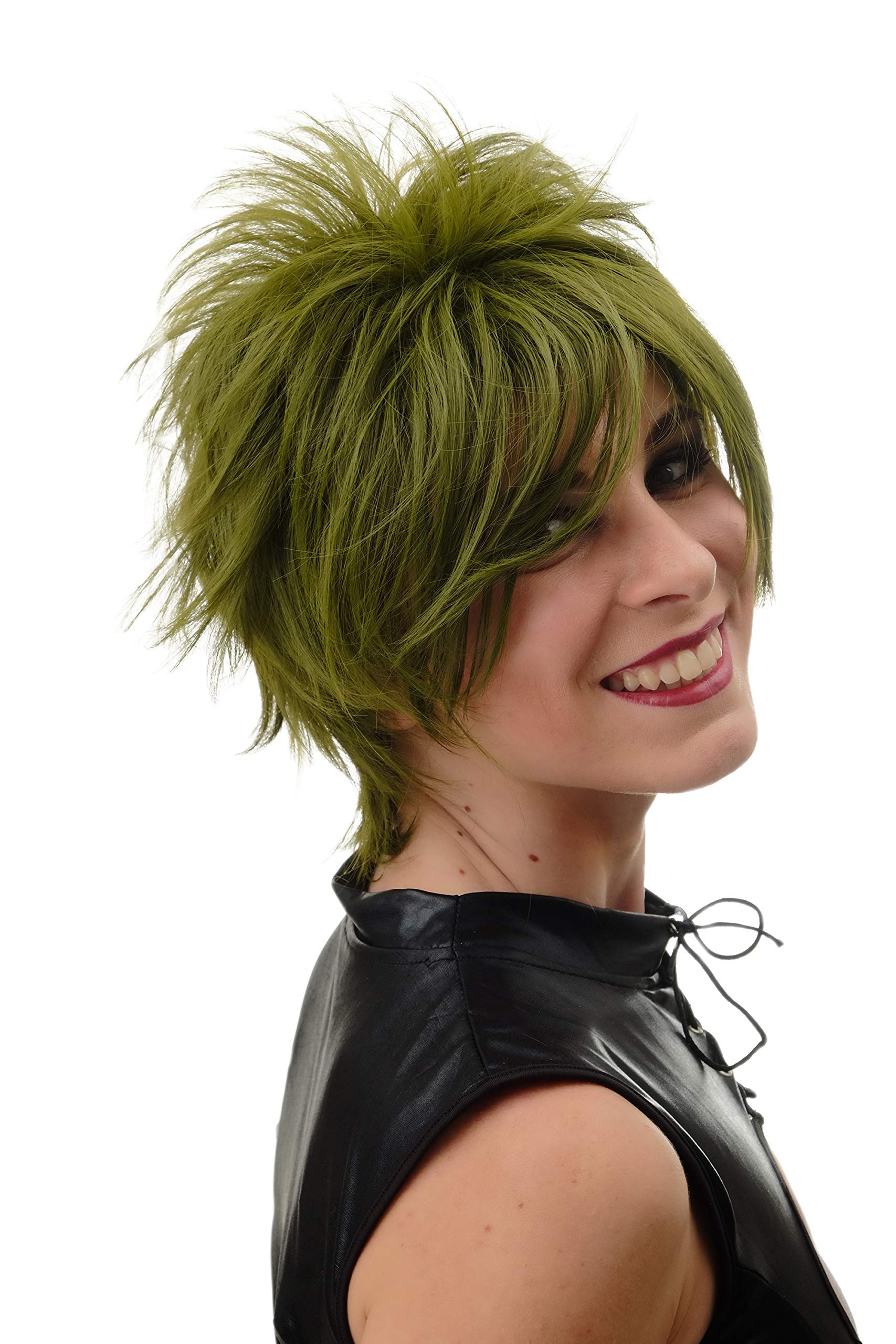 WIG ME UP - BLUE144-T2609 Lady Quality Wig short naughy spiky 80s style teased Wave Punk green