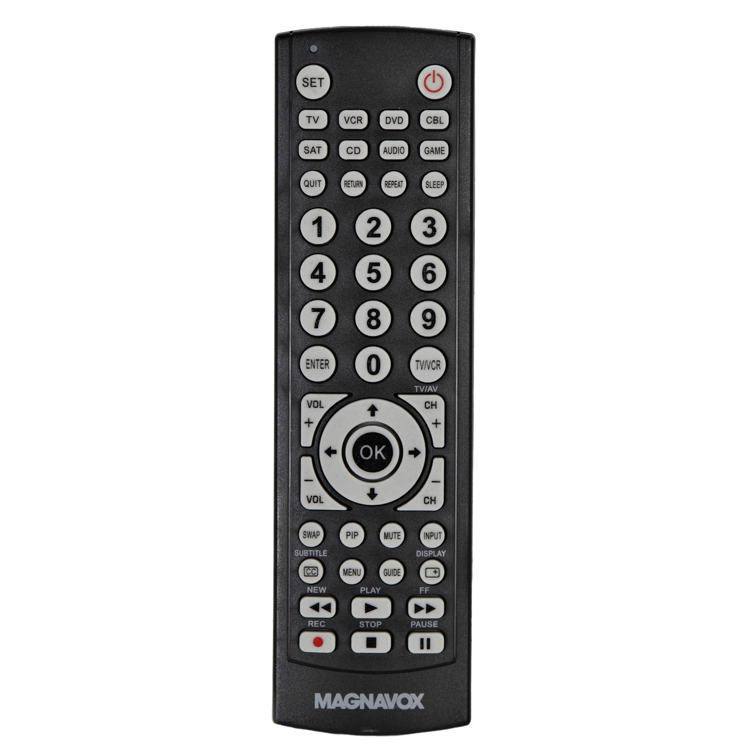 Photo 1 of Magnavox MC348 8 in 1 Universal Remote Control | Control Up to 8 Devices with 1 Remote | Works with Most Major Brands | Works with TV, DVD, VCR Satellite, and More |