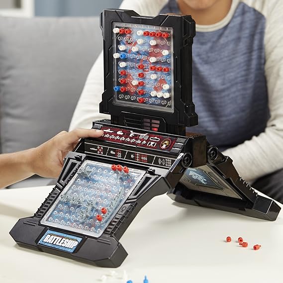Hasbro A3846 Battleship Electronic With Carry Case Naval Combat Game 1 To 2 Players Strategy Board Games Ages 8 Black Grey Red Blue Amazon De Spielzeug