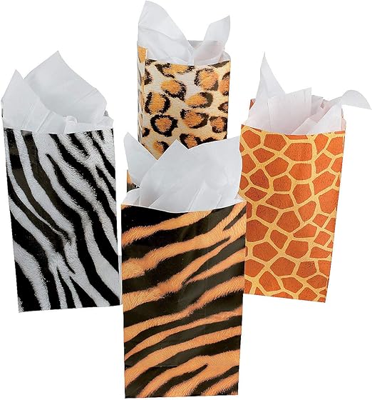 Amazon Com Fun Express Animal Print Paper Bags Party Supplies