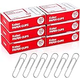 Kalerr Paper Clips, 600 Pcs Paperclips (6 Boxes of 100 Each), Premium Paper Clip, 1-2/7" Silver Paper Clips Medium (1.3 Inches), Rustproof Metal Paper Clip for Office, School, Home
