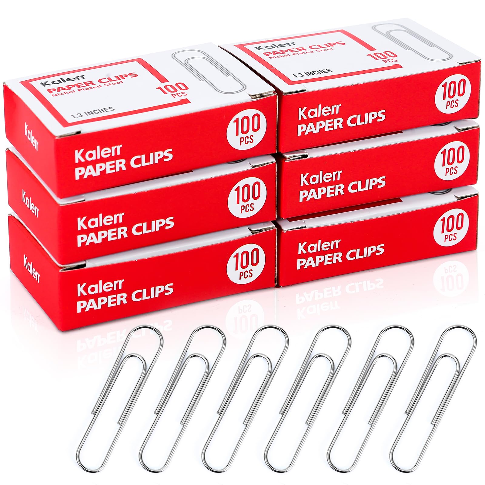 Photo 1 of Kalerr Paper Clips, 600 Pcs Paperclips (6 Boxes of 100 Each), Premium Paper Clip, 1-2/7" Silver Paper Clips Medium (1.3 Inches), Rustproof Metal Paper Clip for Office, School, Home