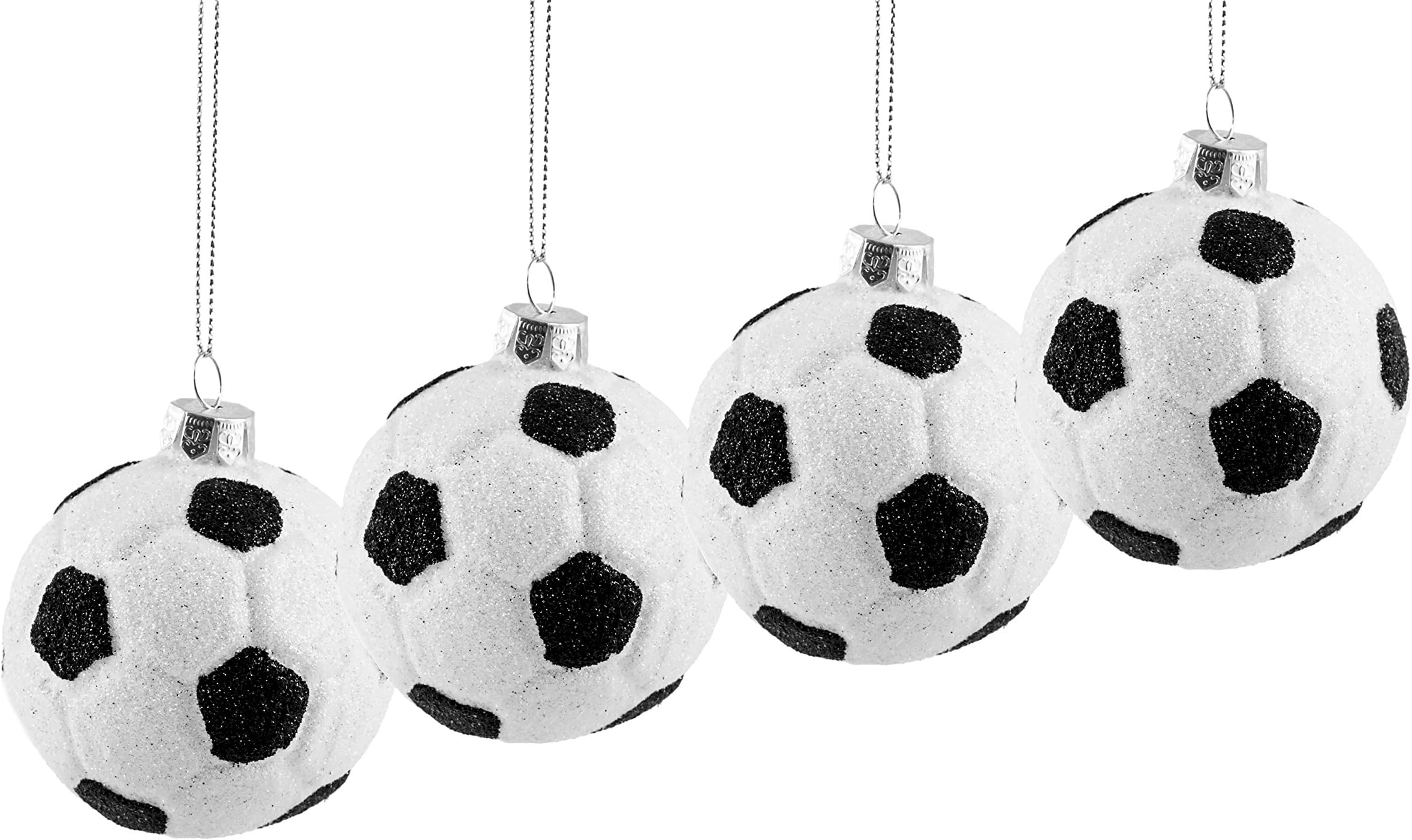 Seasons Designs Soccer Ball Sports Hanging Christmas Ornaments - 4 Pack