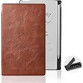 CoBak Case for Remarkable Paper Pro Move 7.3 inch 2025, Hard Back Shell Protective Lightweight Auto Wake/Sleep Smart Folio Cover with Built-in Pen Holder and Nibs Holder (Brown)