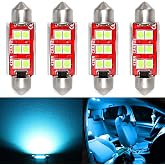 PHINLION 578 LED Bulb Ice Blue, 211-2 Festoon 41mm 42mm, 4 Pack | Super Bright, 212-2 214-2 Replacement, Car Interior Map Dome Trunk Courtesy Lights, 3030 6SMD