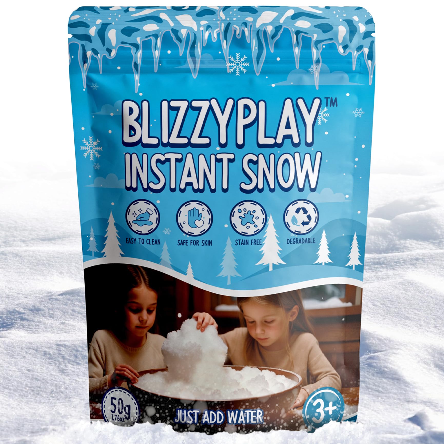 Lets Go Crimbo Instant Snow Fake Snow Artificial Snow Play Snow Slime Just Add Water 1 Pack kids Christmas Eve Box Christmas Stocking Filler Gift