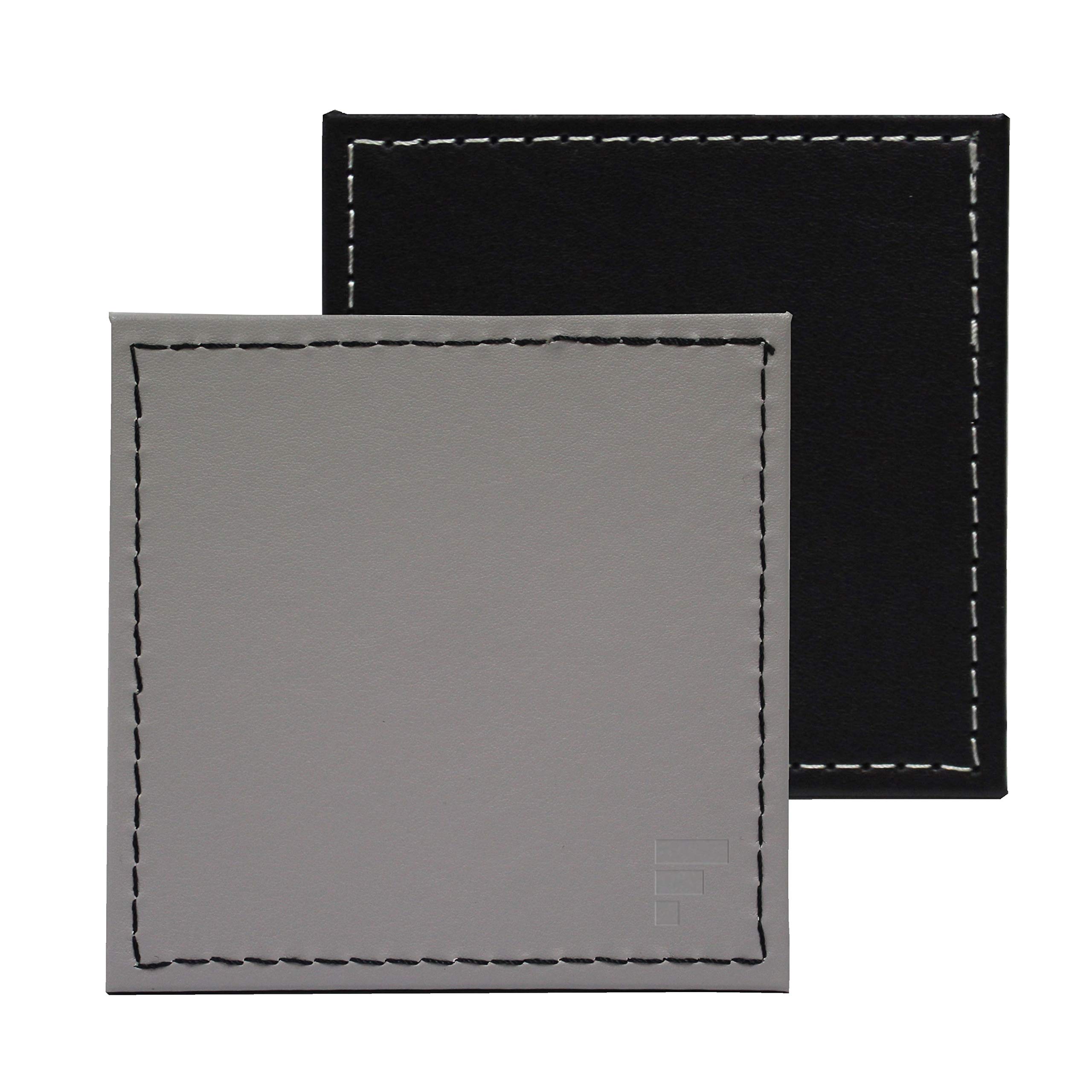 Freeform, Set of 4 Faux Leather Coasters, Black/Grey, 10 x 10 x 0.5 cm