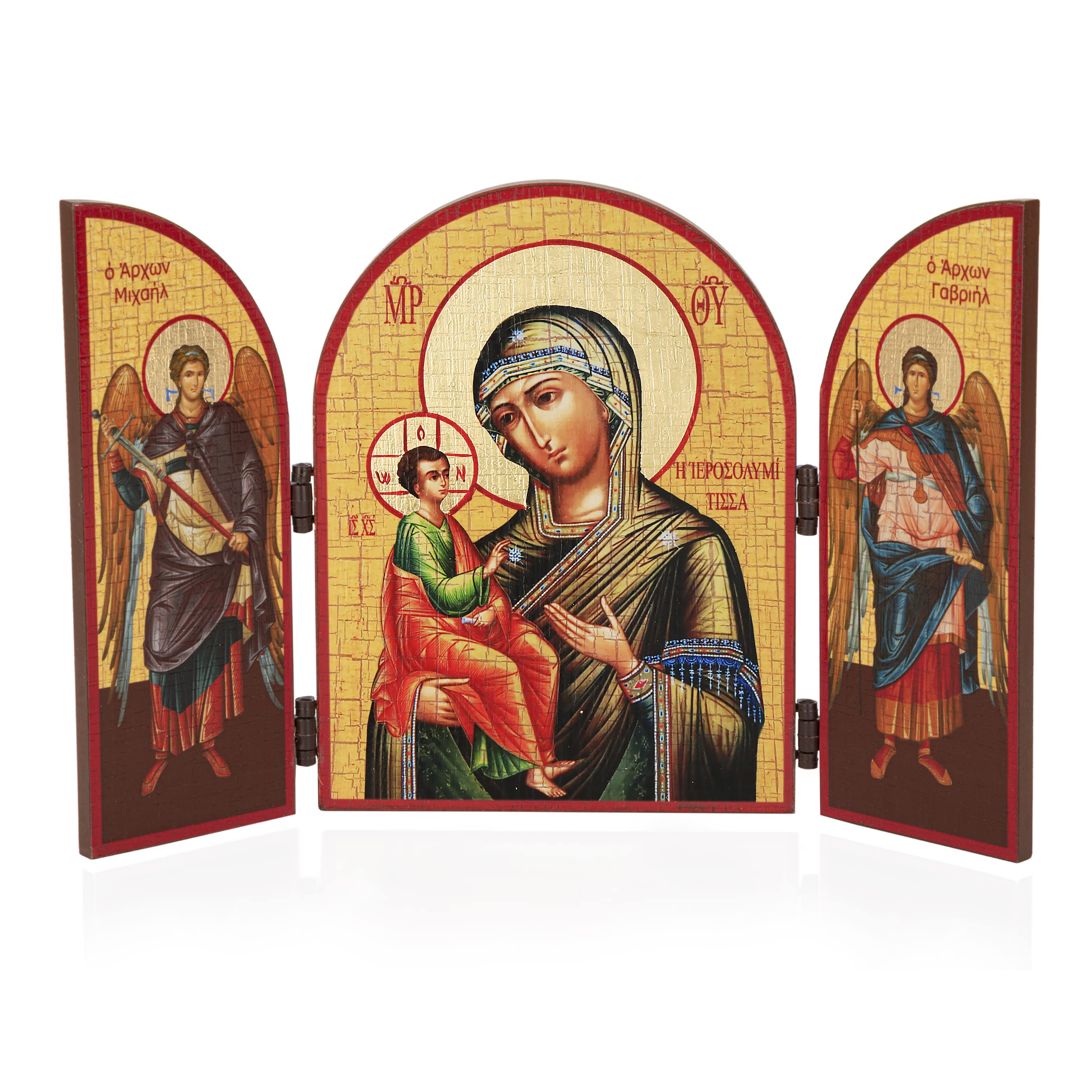 NKlaus 11315 Mother of Jerusalem Triptych Wooden Catholic Icon 25 x 16 cm Christian