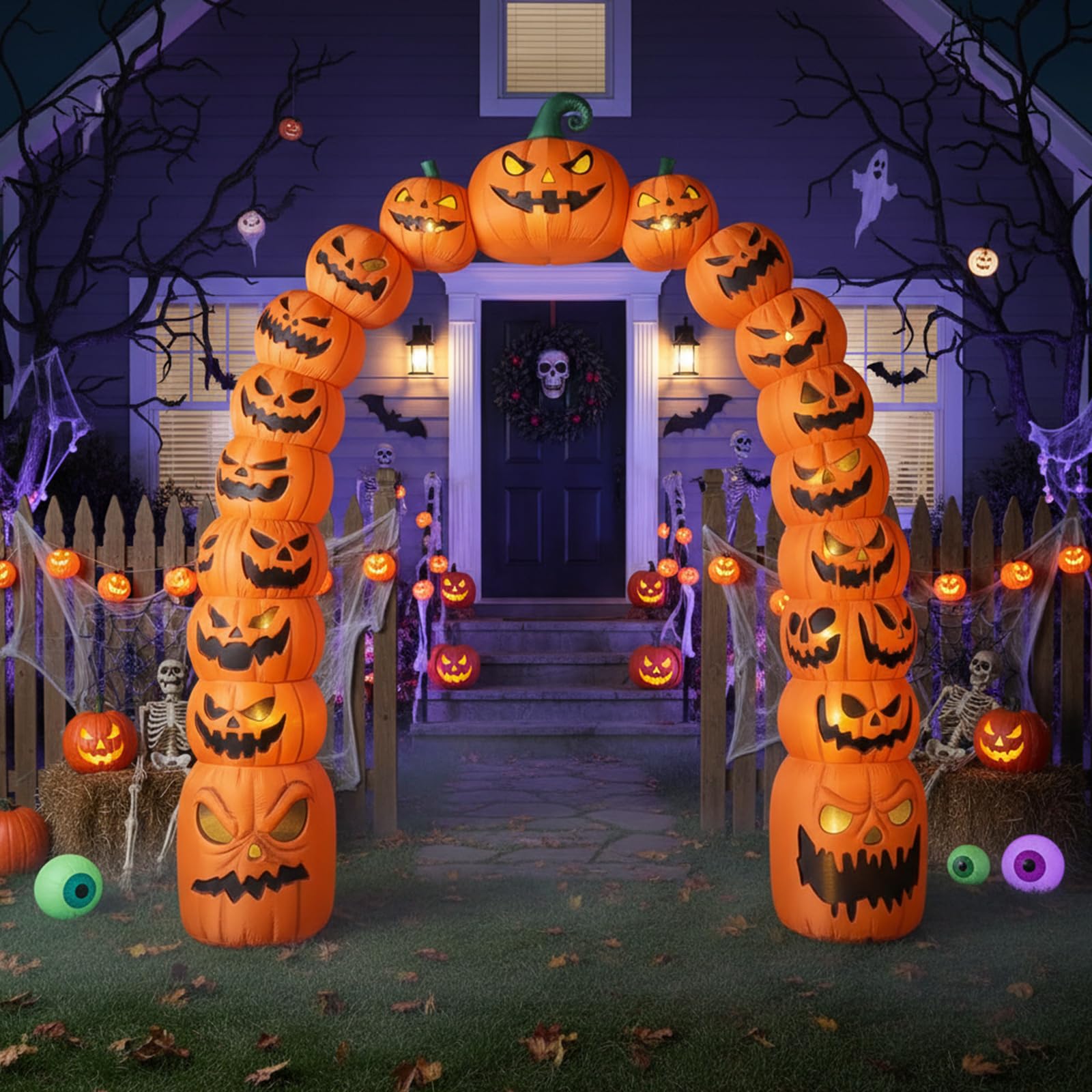 Photo 1 of Soulchen 10 ft Giant Halloween Inflatable Jack O Pumpkin Archway Decoration LED Light up Giant Blow up Pumpkin Arch for Halloween Party Indoor Outdoor Garden Yard Decor