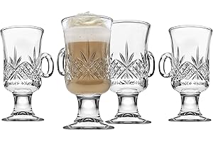 Godinger Dublin Irish Coffee Mugs for Coffees, Lattes, Cappuccinos, Smoothies, Hot&Cold Beverages, & More, 6oz Set of 4