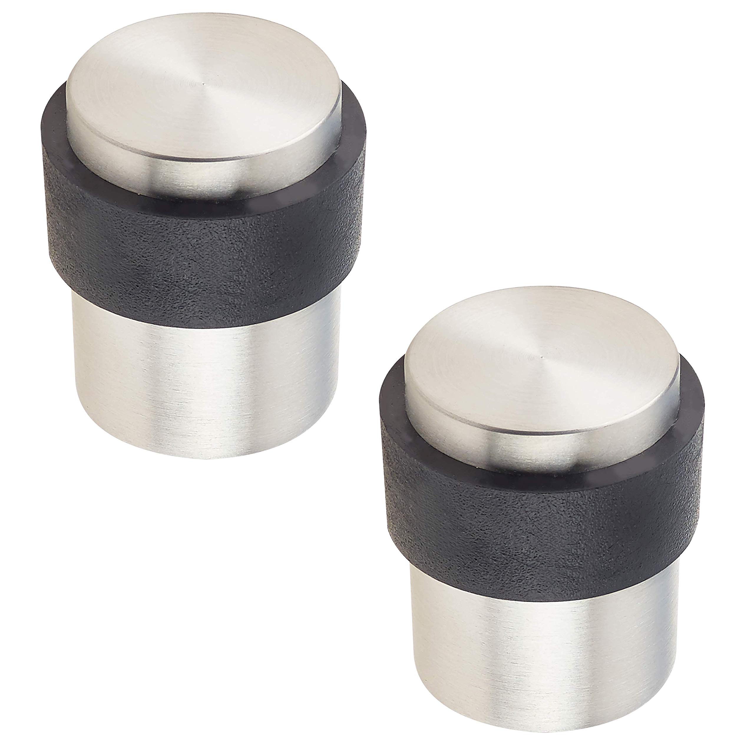 Door Stop Floor Mounted Concealed Fixing Flat Top Satin Stainless Steel 30mm Diameter Pack of 2