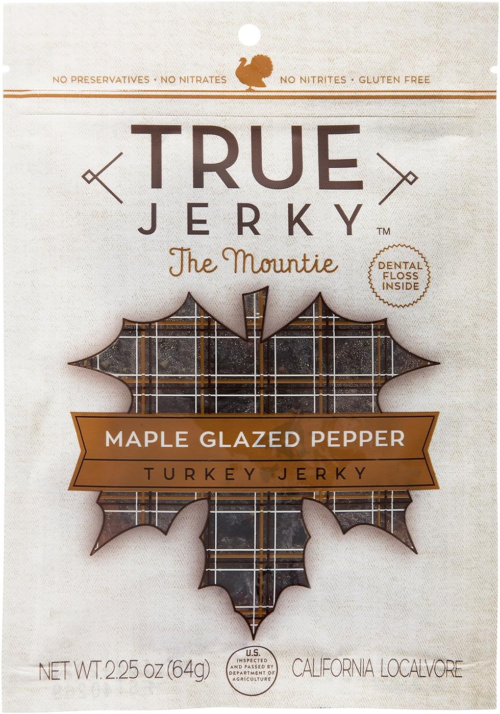 True Jerky, The Mountie - Maple Glazed Pepper Turkey Jerky, 2.25 Ounce