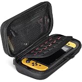Amazon Basics Universal Nintendo Switch Case with 12 Game Card Slots, Fits Switch OLED and Switch 2, Black, 1-Pack