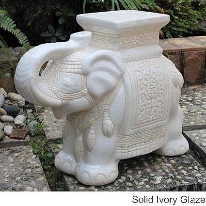 Misc Large Porcelain Elephant Ivory Blue Zen Statue Outdoor Garden
