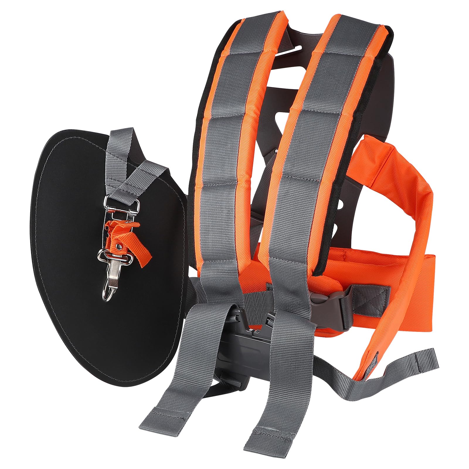 CPROSP Shoulder Strap for Lawnmower, Adjustable Nylon Brushcutter Harness, with Thick Soft Padding and Safety Carabiner, Lightweight, Protects the Back