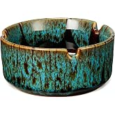 Ashtrays for Cigarettes, Portable Decorative Modern Ashtray for Home Office Indoor Outdoor Patio Use, Colored Ceramic Ashtrays Glossy, Fancy Cute Cool Ash Tray, Best Gift Idea. (1 pcs-Blue)