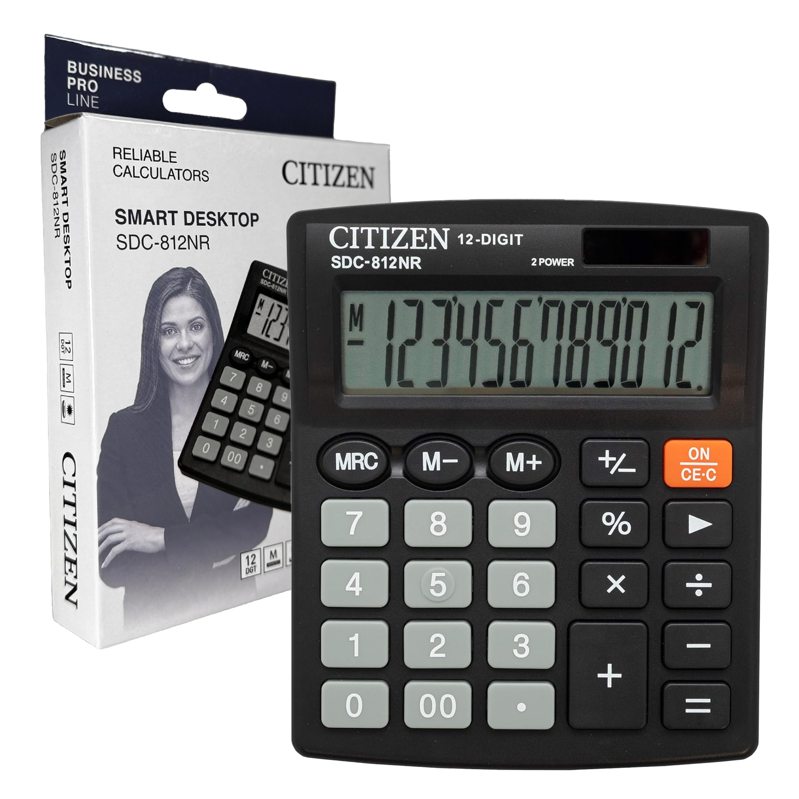 Citizen Desk Calculator - Large Display Basic Calculator for Kids, Home, School, Desktop, and Office Use with Big Buttons - Solar and Battery Dual Powered (456219513)