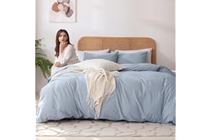 Ventidora 3 Piece Duvet Cover Set Queen Size,100% Organic Washed Cotton with Linen Feel Like Textured, Luxury Soft and Breatheable Bedding Set with Zipper Closure(1 Duvet Cover + 2 Pillowcases)