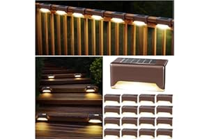 FJZ SOLUTIONS INC Solar Deck Lights, LED 16 Pack to Deck Lights, Waterproof, Powered Deck Decorations, Solar Outdoor Step Lights, Patio, Garden, Step, Yard, and Pathway (Warm White)