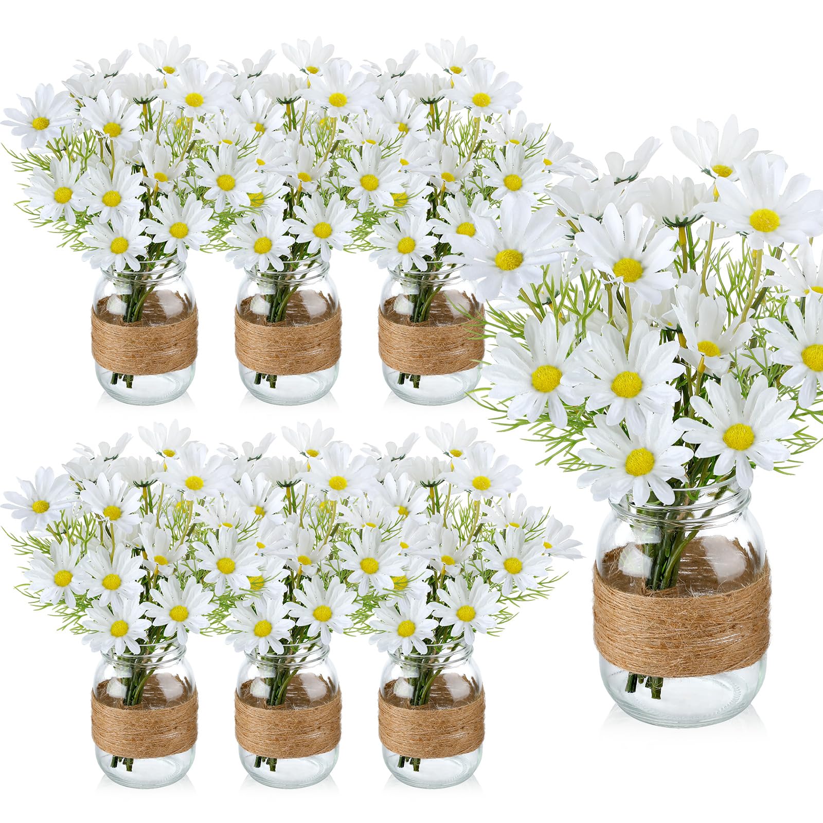 Jar With Rope Table Yuxung 43 Pcs Flower Mason Jar Table Centerpiece Mason Jar Vases Faux ...