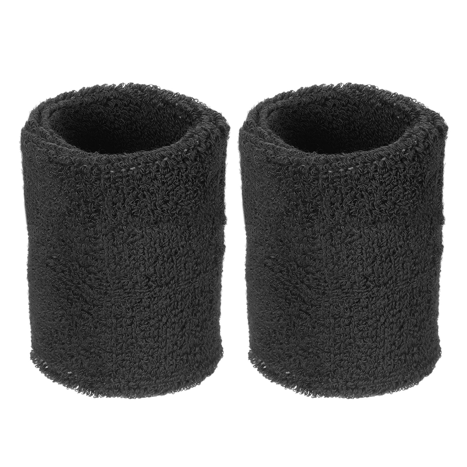 M METERXITY 2 Pack Wrist Brace - Elastic Air-Permeable Cotton Terry Cloth Sweatband, Apply to Tennis/Basketball/Running (8x8cm, Black)