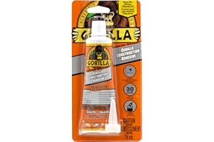 Gorilla Heavy Duty Construction Adhesive, All Weather Indoor & Outdoor, Paintable, Gap Filling, Non-Foaming, 2.5oz/74ml, Sque