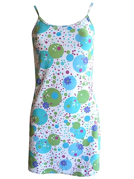 Solar leichtes Kleid, Strandkleid mit Spaghetti-Trägern weiss/grün/blau, Gr. 38