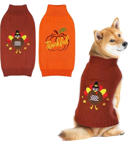Thanksgiving Hundesweatshirt 2er Set - Für Kleine & Mittelgroße Hunde & Katzen | Orange, Mit Kapuze, Größe M