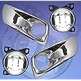 QSC Truck Parts Full LED Fog Lights Lamps Pair w/LED Arches Chrome Bezel for Kenworth T660