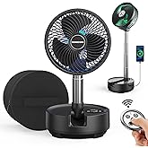 MORECORE 20000mAh Rechargeable Camping Fan, Foldable with 9-Speed & Auto Oscillating, Colorful Lights & Timer, LED Digital Display, 112HRS Running for Tent RV Emergency Garage (Black with Case)