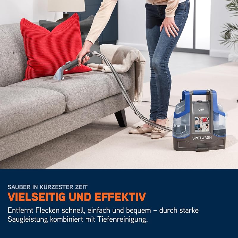 SpotWash Duo Fleckenreiniger – Teppich- und Polsterreiniger Gerät mit Haustier-Aufsatz, Zubehör für die tägliche Reinigung, Multi-Oberflächen-Düsen und Reinigungslösung
