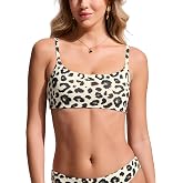 CRZ YOGA A-C Scoop Neck Bikini Tops | Removable Pads, Adjustable Spaghetti Straps, Bathing Swim Bra for Women