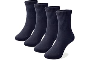 COTTON DAY Unisex School Kids Boys Girls Soft Cotton Black White Gray Navy Khaki Athletic Socks with Retro Stripes