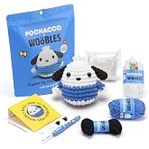 The Woobles Hello Kitty Crochet Kit for Beginners (Pochacco) | As seen on Shark Tank, Officially licensed Hello Kitty Pochacco: Easy Peasy Yarn, hook, safety eyes, video tutorials