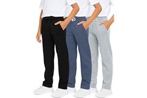 Real Essentials 3 Pack: Boys' Tech Fleece Open Bottom Sweatpants with Pockets