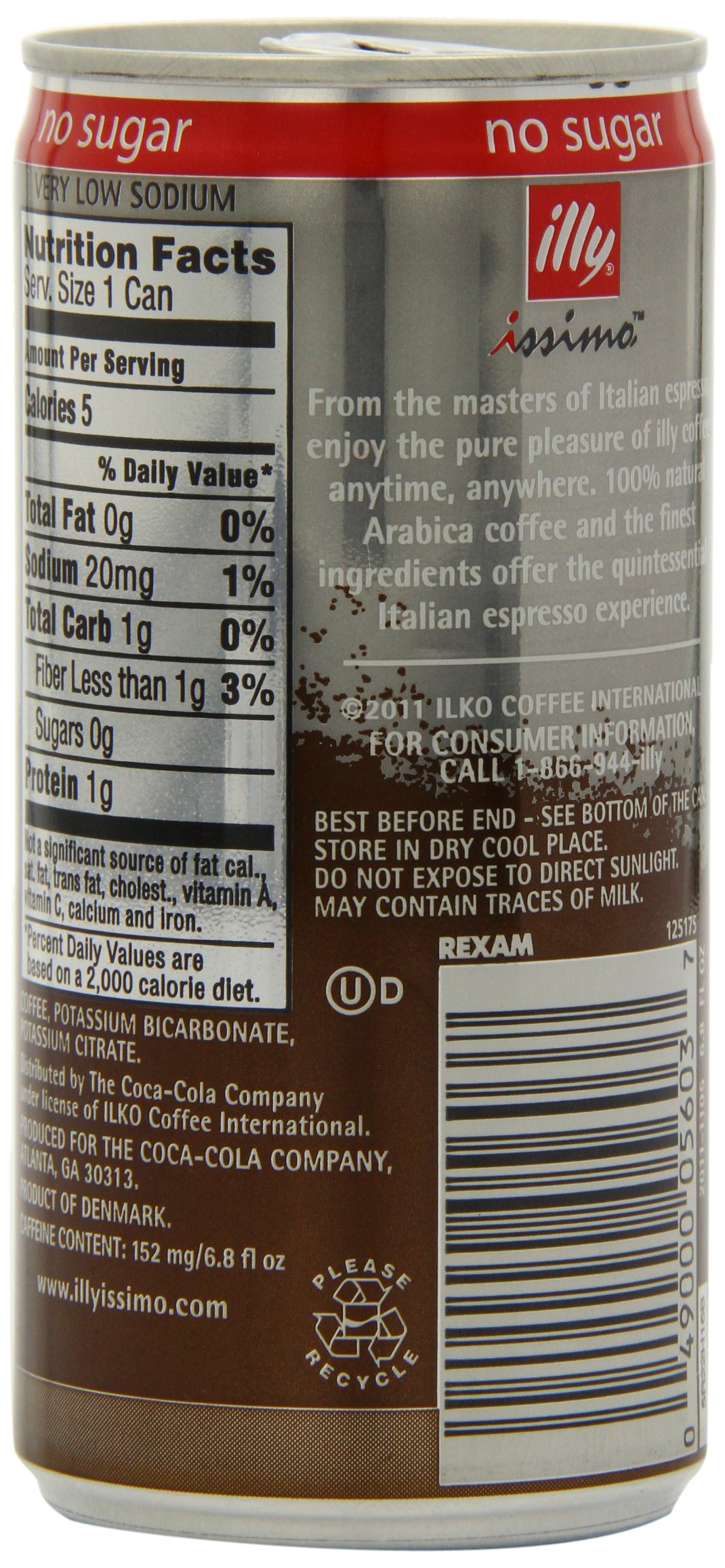 illy issimo Coffee Drink, Caffe (No Sugar), 6.8Ounce Cans (Pack of 12