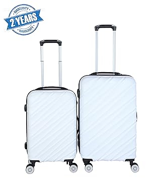 3G Combat 8018 Series Hard Sided Black ABS Luggage PC Trolley Bags (20 and 24 Inches) -Set of 2