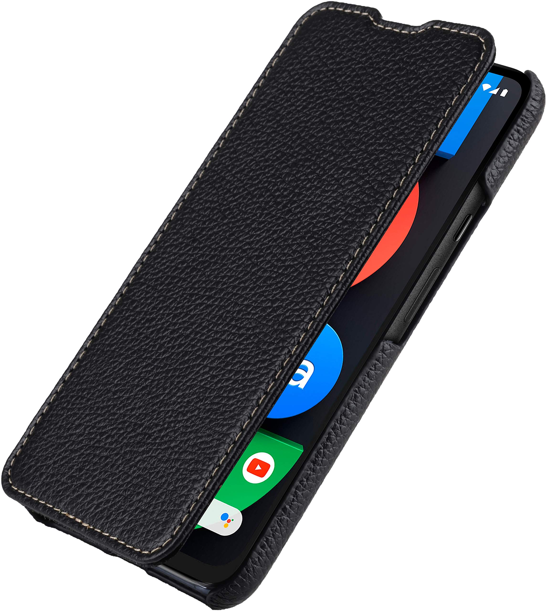 StilGut Book Type Flip Case for Google Pixel 4a 5G, Genuine Leather Pixel 4a 5G case, Black